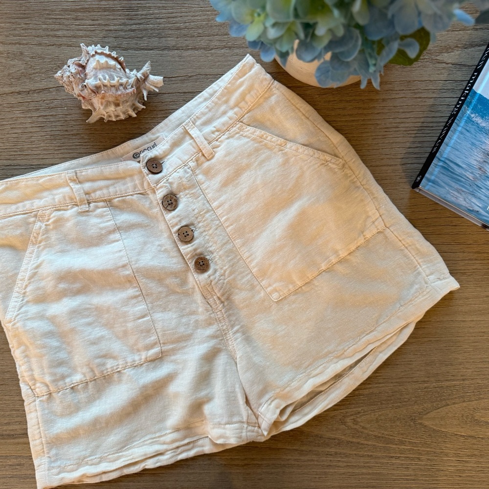 Ripcurl Casual Cream linen Women's Button-Front Shorts